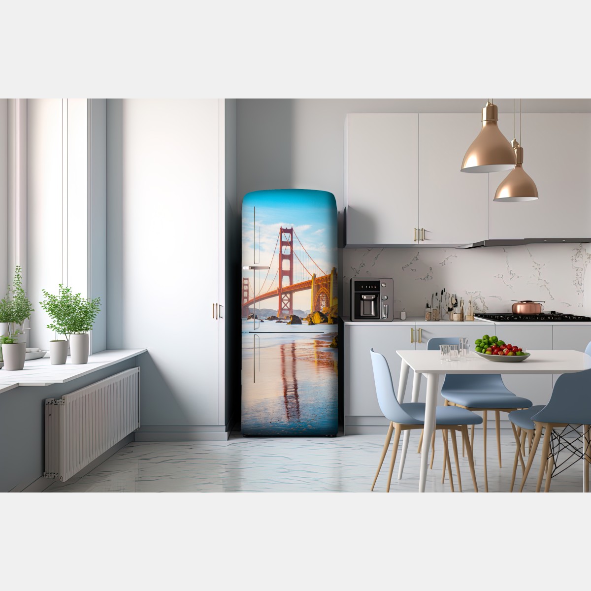 Naklejka na lodówkę złota godzina przy moście Golden Gate, Baker Beach – Wallissimo® Naklejka na lodówkę złota godzina przy moście Golden Gate, Baker Beach – Wallissimo®