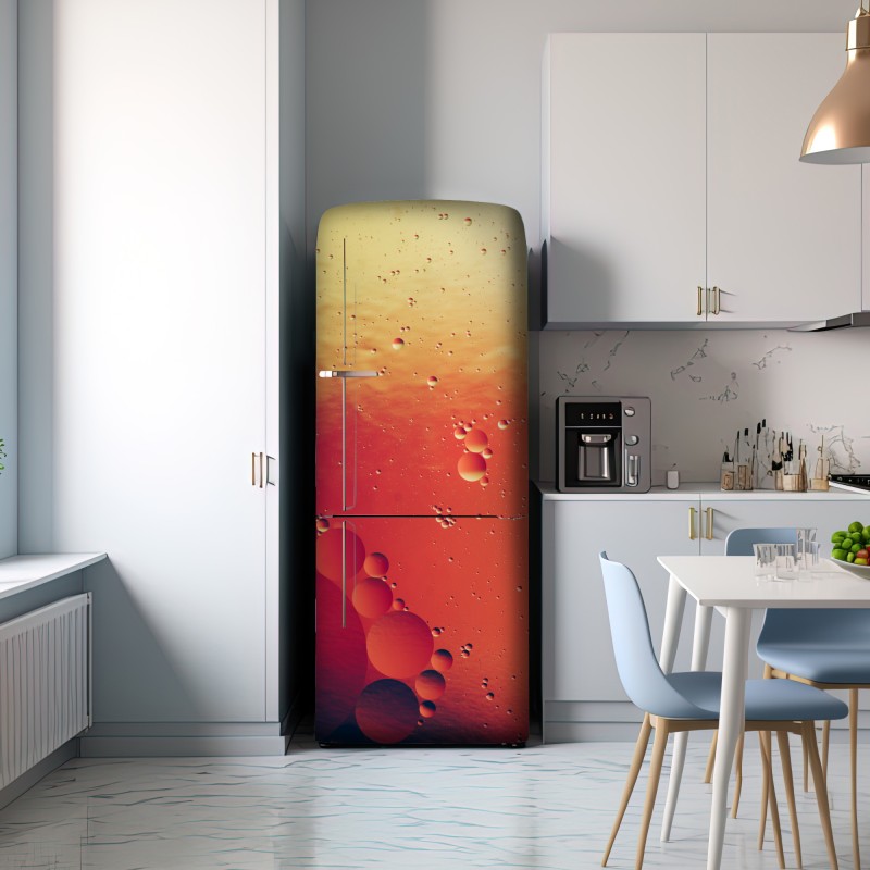 Naklejka na lodówkę ciepła pomarańczowa abstrakcja z bąbelkami – Wallissimo® Naklejka na lodówkę ciepła pomarańczowa abstrakcja z bąbelkami – Wallissimo®