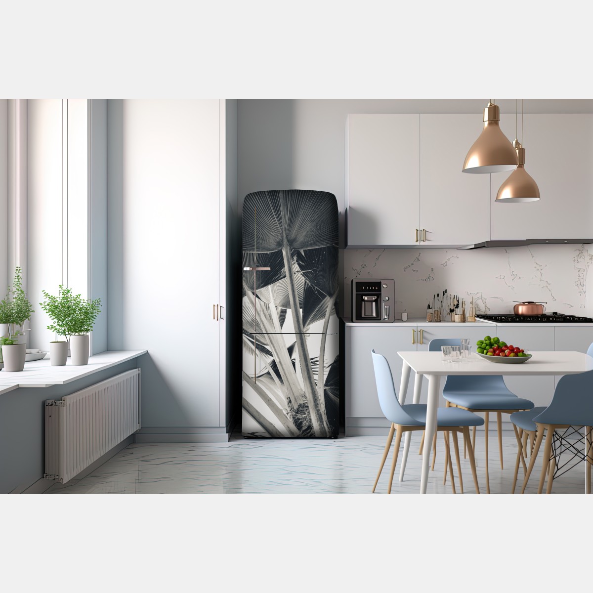 Naklejka na lodówkę tropikalna kompozycja liści bananowca – Wallissimo® Naklejka na lodówkę tropikalna kompozycja liści bananowca – Wallissimo®