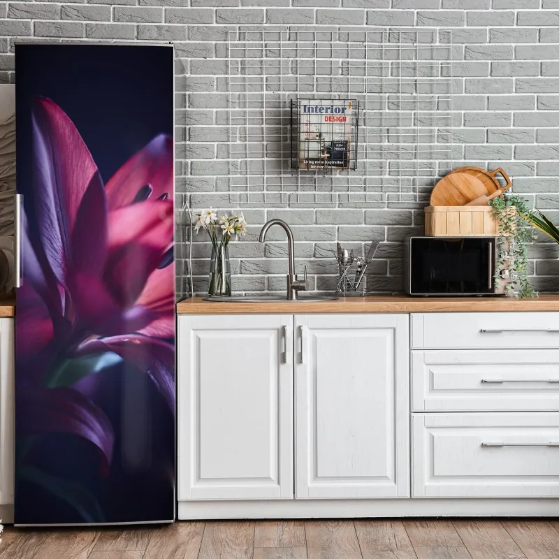 Naklejka na lodówkę elegancka monochromatyczna gałąź orchidei – Wallissimo®