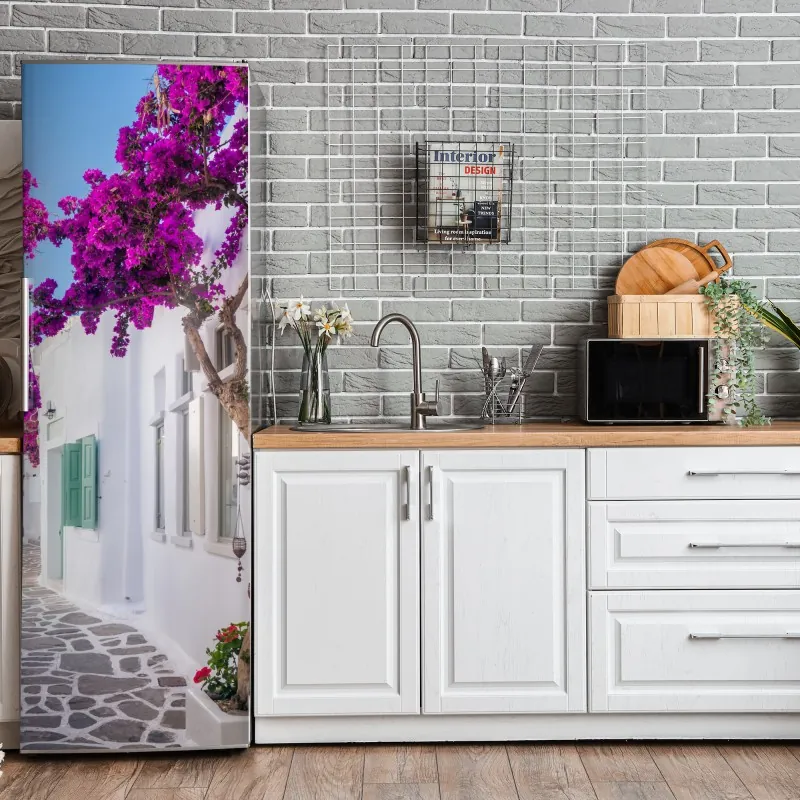 Naklejka na lodówkę słoneczna leśna ścieżka wśród sosen – Wallissimo®