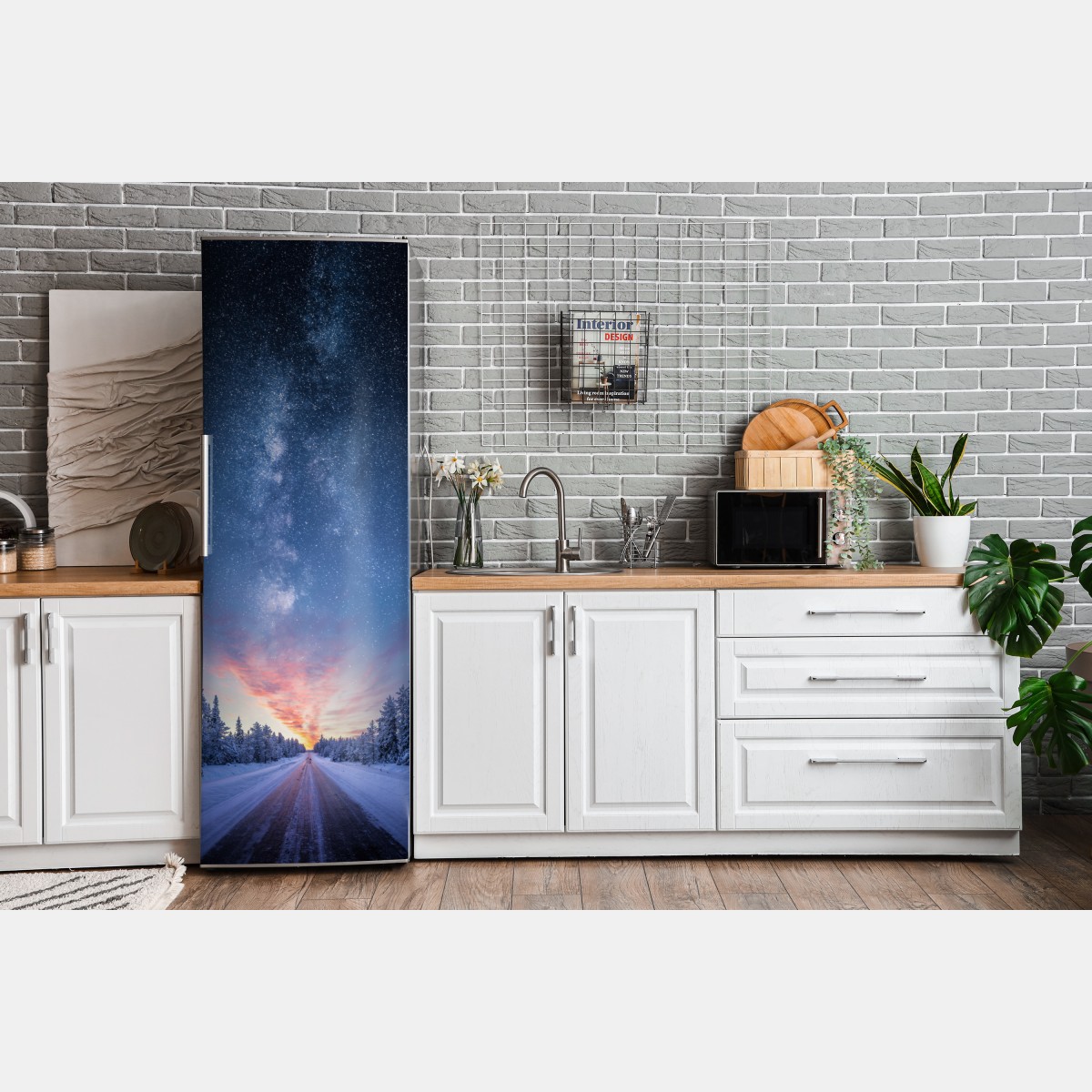 Naklejka na lodówkę droga do mlecznej drogi o wschodzie słońca – Wallissimo® Naklejka na lodówkę droga do mlecznej drogi o wschodzie słońca – Wallissimo®