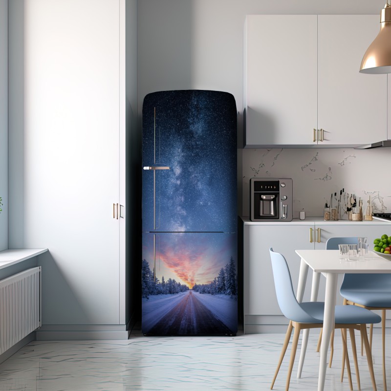 Naklejka na lodówkę droga do mlecznej drogi o wschodzie słońca – Wallissimo® Naklejka na lodówkę droga do mlecznej drogi o wschodzie słońca – Wallissimo®
