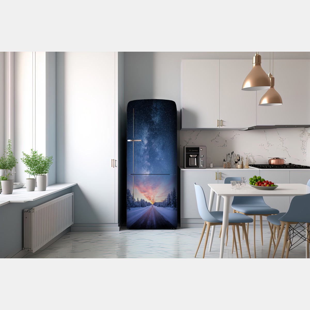 Naklejka na lodówkę droga do mlecznej drogi o wschodzie słońca – Wallissimo® Naklejka na lodówkę droga do mlecznej drogi o wschodzie słońca – Wallissimo®