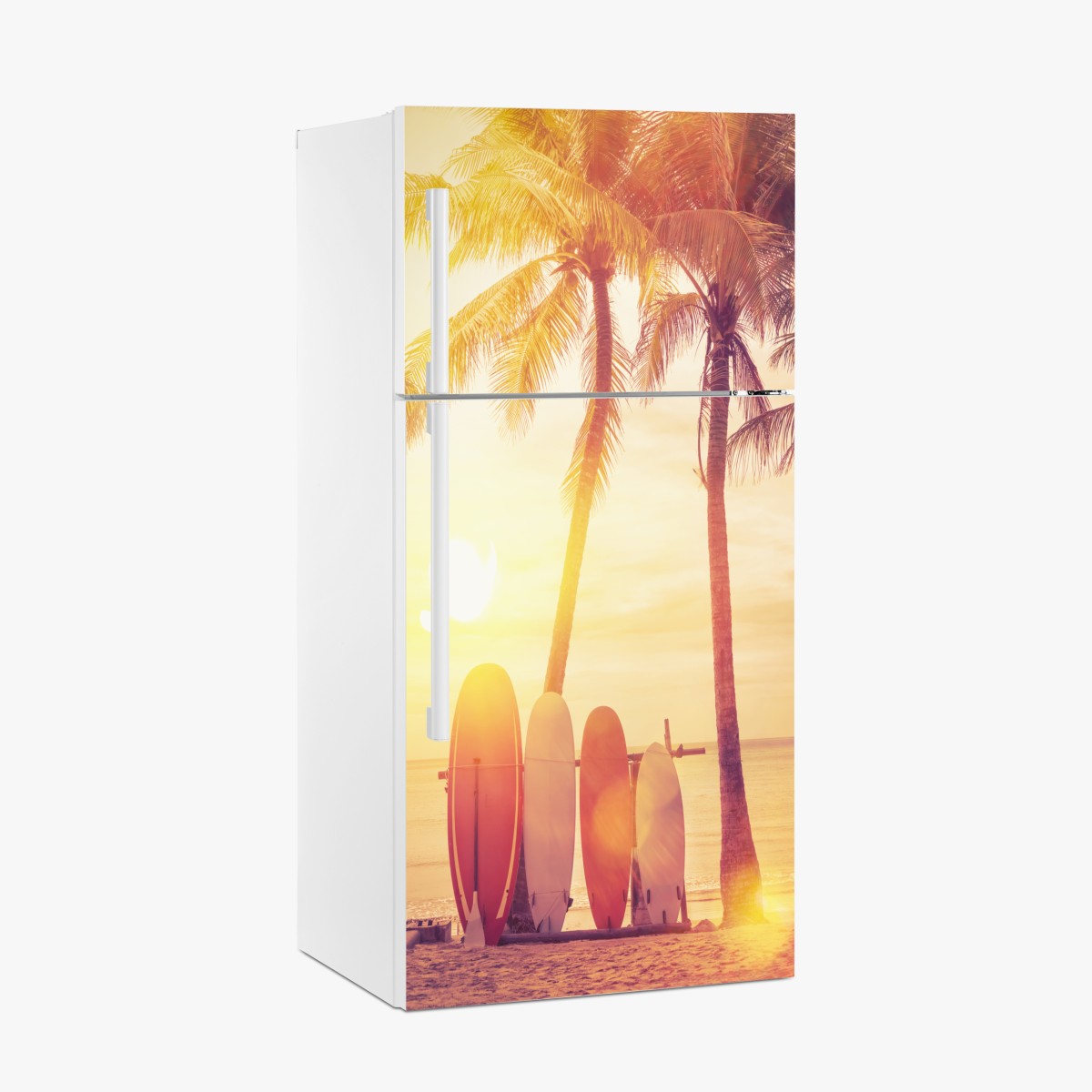 Fridge sticker tropical sunset with surfboards – Wallissimo®