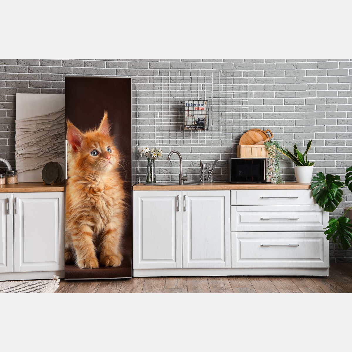 Naklejka na lodówkę uroczy rudy kociak w portrecie – Wallissimo® Naklejka na lodówkę uroczy rudy kociak w portrecie – Wallissimo®