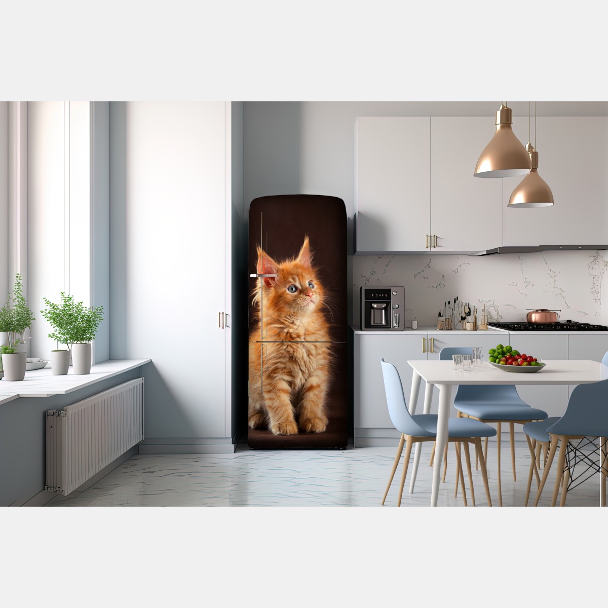 Naklejka na lodówkę uroczy rudy kociak w portrecie – Wallissimo® Naklejka na lodówkę uroczy rudy kociak w portrecie – Wallissimo®