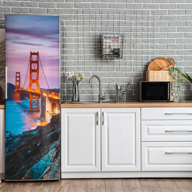 Naklejka na lodówkę różany akwarelowy ogród z kolibrem – Wallissimo®