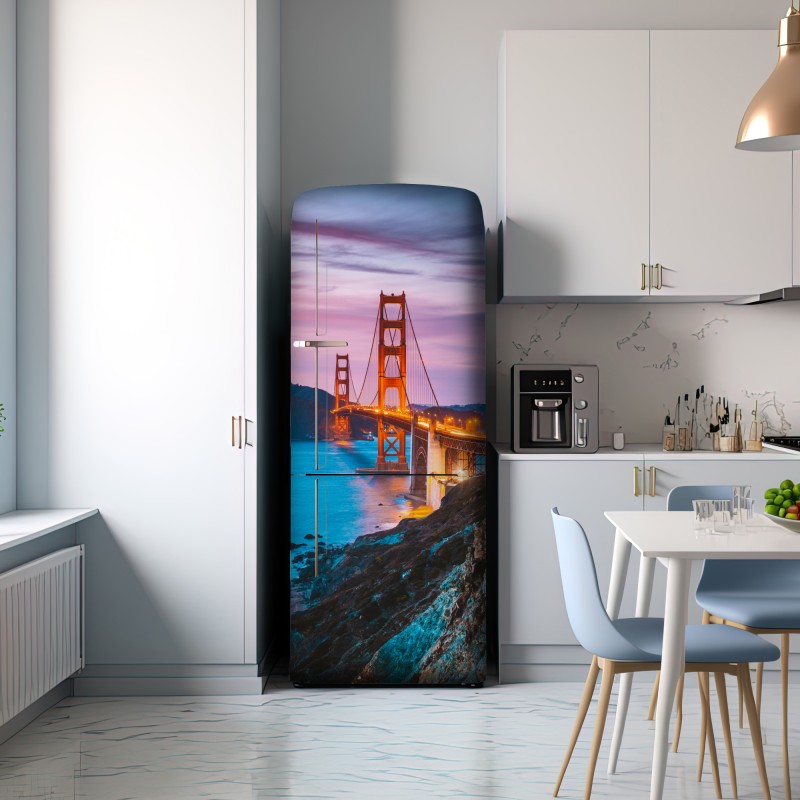 Naklejka na lodówkę most Golden Gate o zmierzchu, San Francisco – Wallissimo® Naklejka na lodówkę most Golden Gate o zmierzchu, San Francisco – Wallissimo®