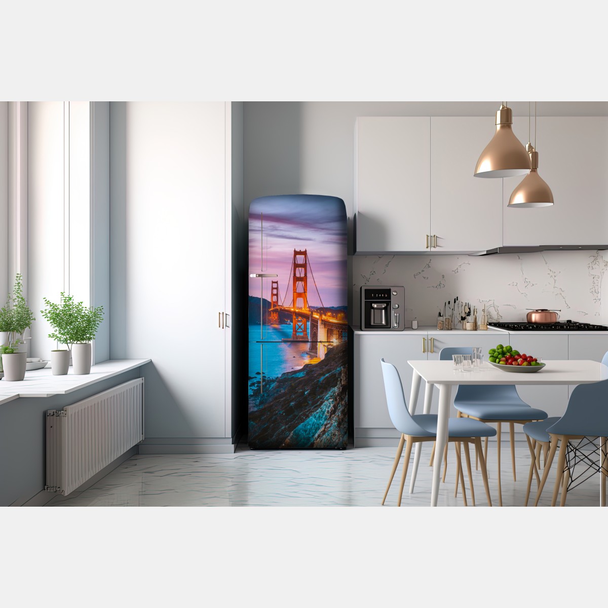 Naklejka na lodówkę most Golden Gate o zmierzchu, San Francisco – Wallissimo® Naklejka na lodówkę most Golden Gate o zmierzchu, San Francisco – Wallissimo®