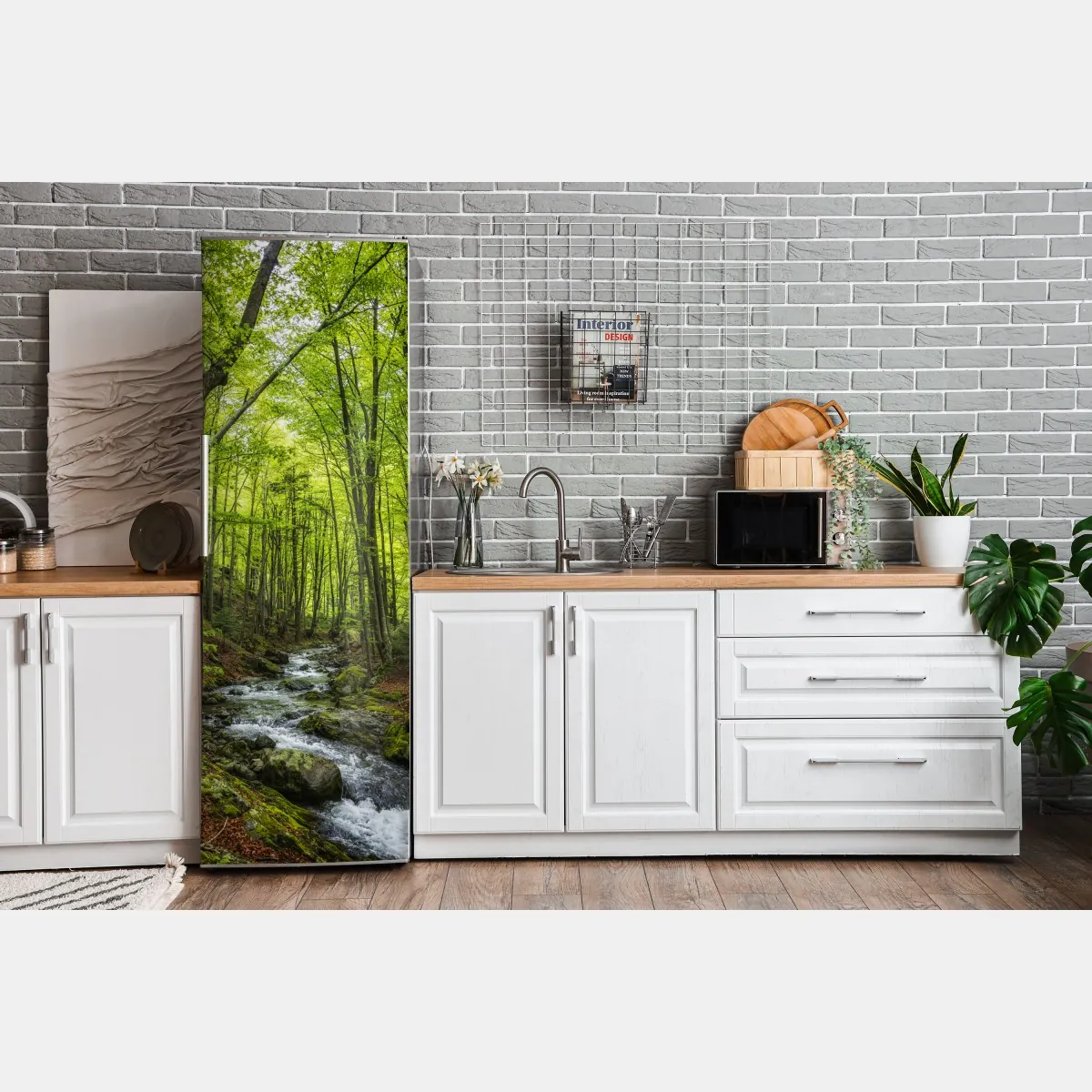 Naklejka na lodówkę spokojny leśny strumień – Wallissimo® Naklejka na lodówkę spokojny leśny strumień – Wallissimo®