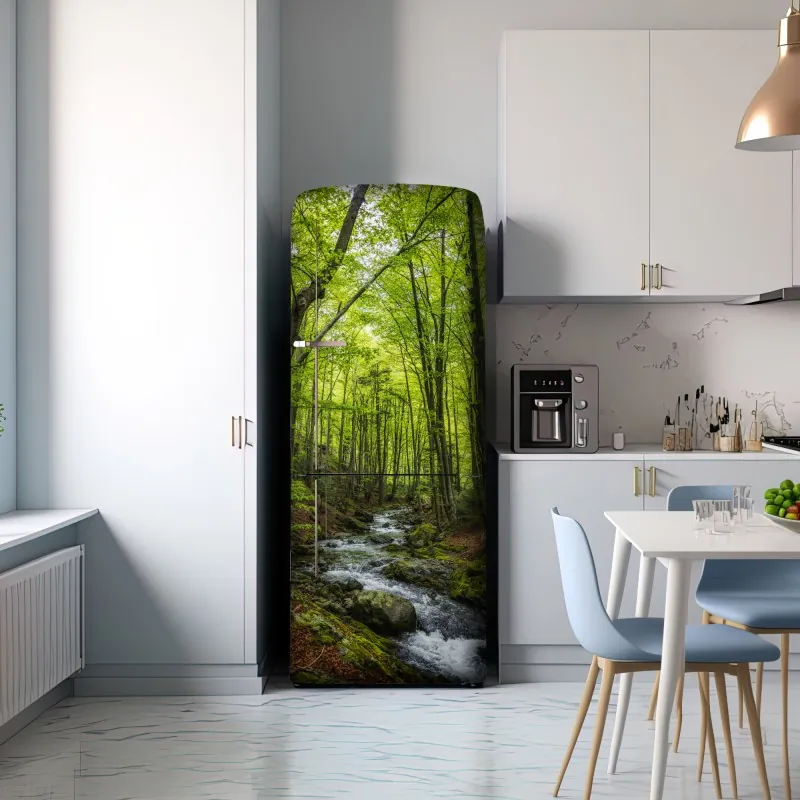 Naklejka na lodówkę spokojny leśny strumień – Wallissimo® Naklejka na lodówkę spokojny leśny strumień – Wallissimo®