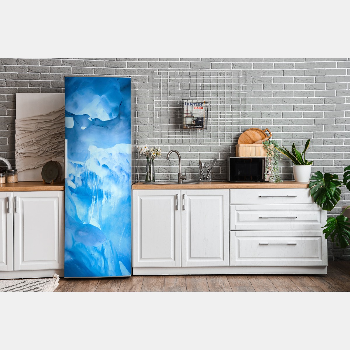Naklejka na lodówkę eteryczna niebieska jaskinia lodowa – Wallissimo® Naklejka na lodówkę eteryczna niebieska jaskinia lodowa – Wallissimo®