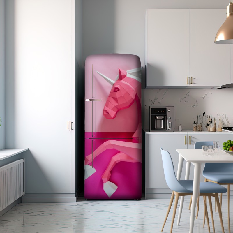 Naklejka na lodówkę różowy geometryczny jednorożec – Wallissimo® Naklejka na lodówkę różowy geometryczny jednorożec – Wallissimo®