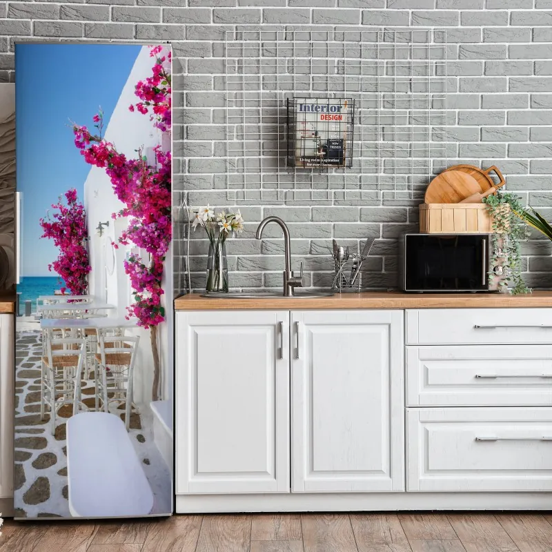 Naklejka na lodówkę beżowa tekstura marmuru – Wallissimo®