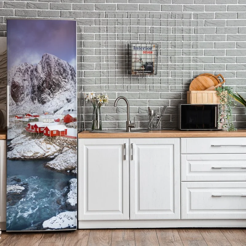 Naklejka na lodówkę spokojne jezioro z górskim odbiciem – Wallissimo®