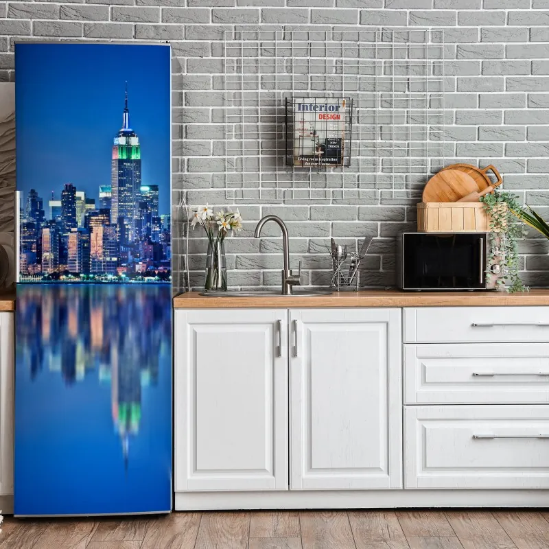 Naklejka na lodówkę turkusowy wzór łusek z złotymi detalami – Wallissimo®