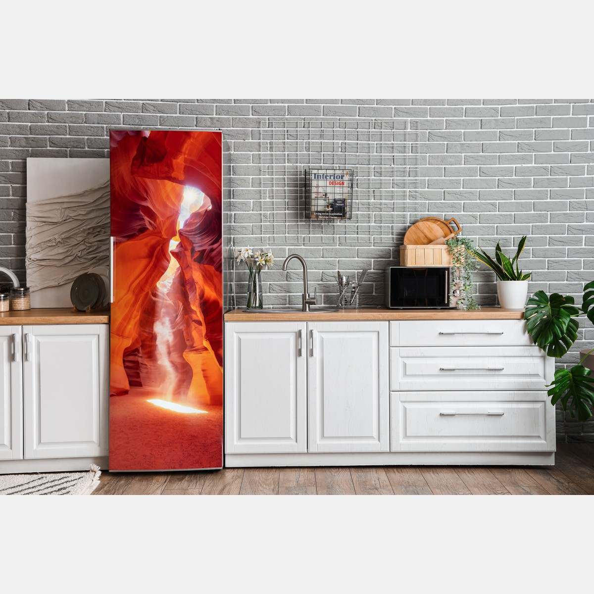 Naklejka na lodówkę słoneczny promień w kanionie piaskowcowym – Wallissimo® Naklejka na lodówkę słoneczny promień w kanionie piaskowcowym – Wallissimo®