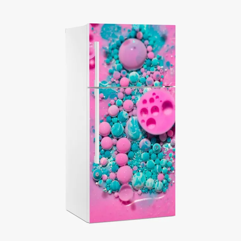 Naklejka na lodówkę różowy i turkusowy marmur abstrakcyjny