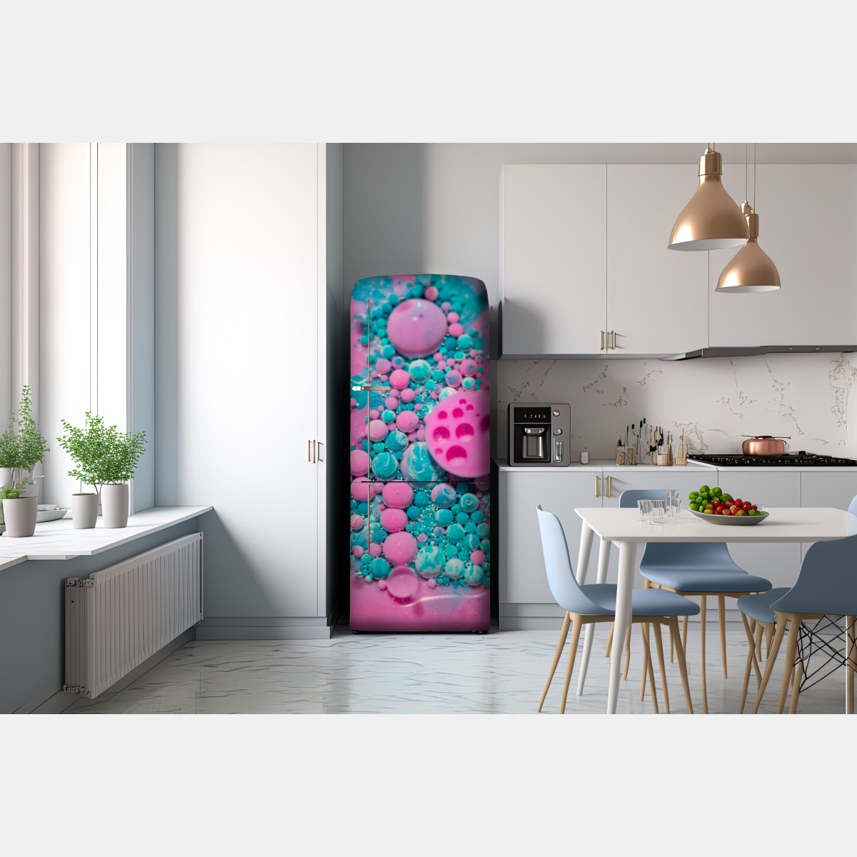 Naklejka na lodówkę różowy i turkusowy marmur abstrakcyjny – Wallissimo® Naklejka na lodówkę różowy i turkusowy marmur abstrakcyjny – Wallissimo®