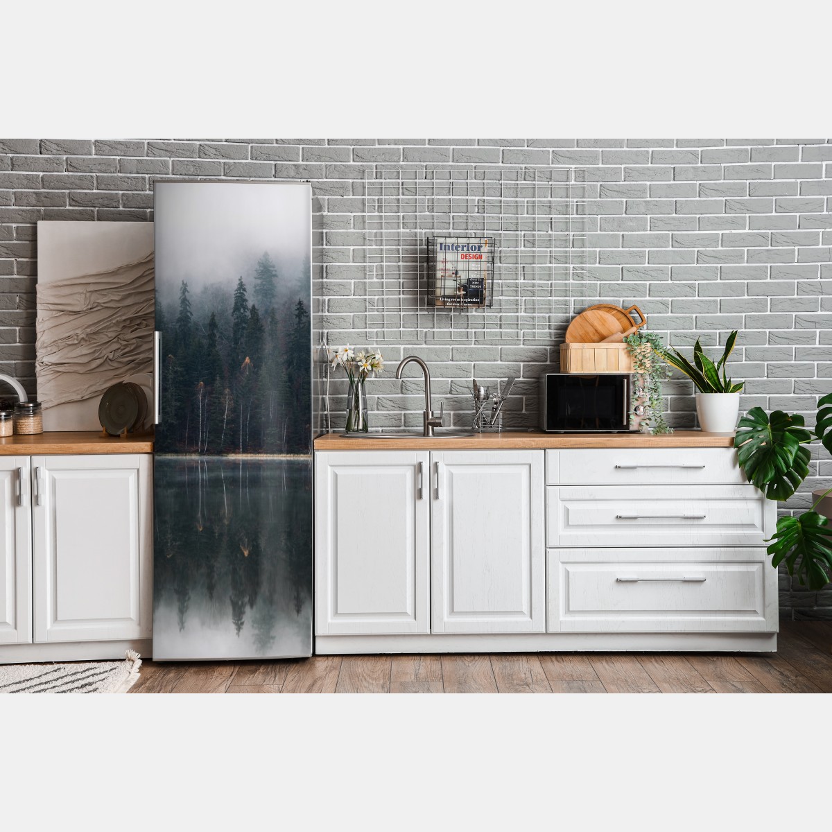 Naklejka na lodówkę mglista refleksja w lesie – Wallissimo® Naklejka na lodówkę mglista refleksja w lesie – Wallissimo®