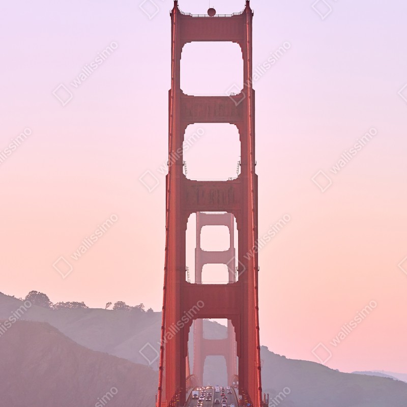 Naklejka na lodówkę Golden Gate o pastelowym zachodzie słońca – Wallissimo® Naklejka na lodówkę Golden Gate o pastelowym zachodzie słońca – Wallissimo®