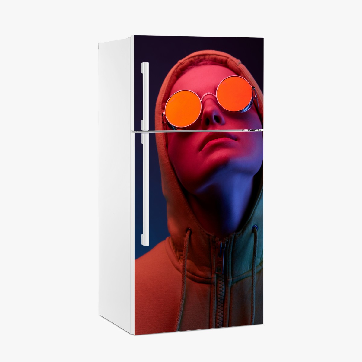 Fridge sticker neon portrait with round sunglasses – Wallissimo®