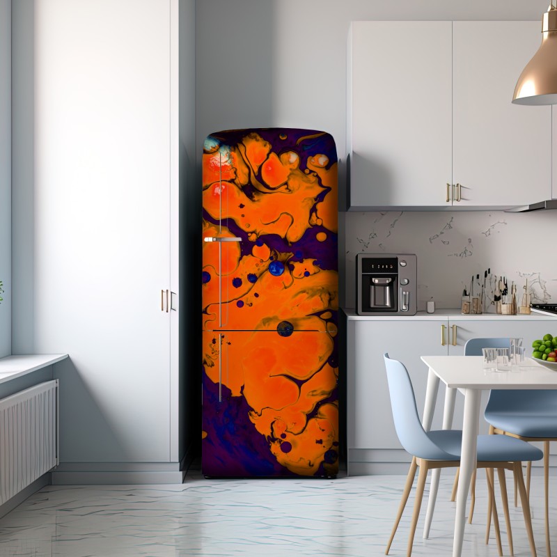 Naklejka na lodówkę intensywny pomarańczowy przepływ – Wallissimo® Naklejka na lodówkę intensywny pomarańczowy przepływ – Wallissimo®
