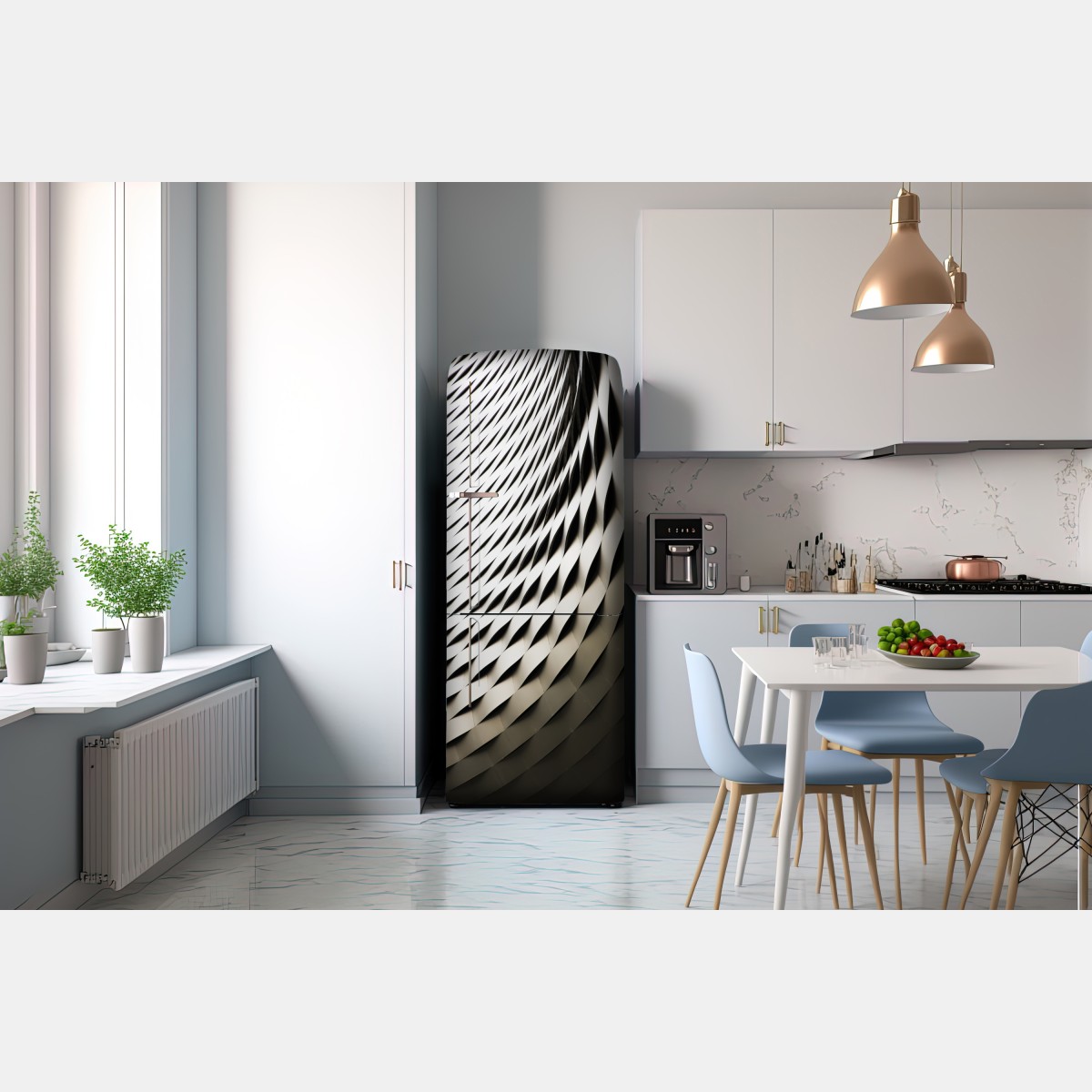 Naklejka na lodówkę nowoczesny geometryczny wzór architektoniczny – Wallissimo® Naklejka na lodówkę nowoczesny geometryczny wzór architektoniczny – Wallissimo®