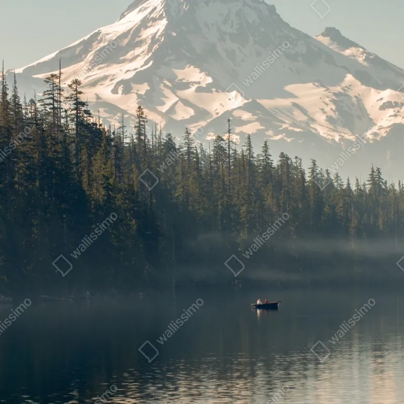 Naklejka na lodówkę śnieżna góra nad spokojnym jeziorem – Wallissimo® Naklejka na lodówkę śnieżna góra nad spokojnym jeziorem – Wallissimo®