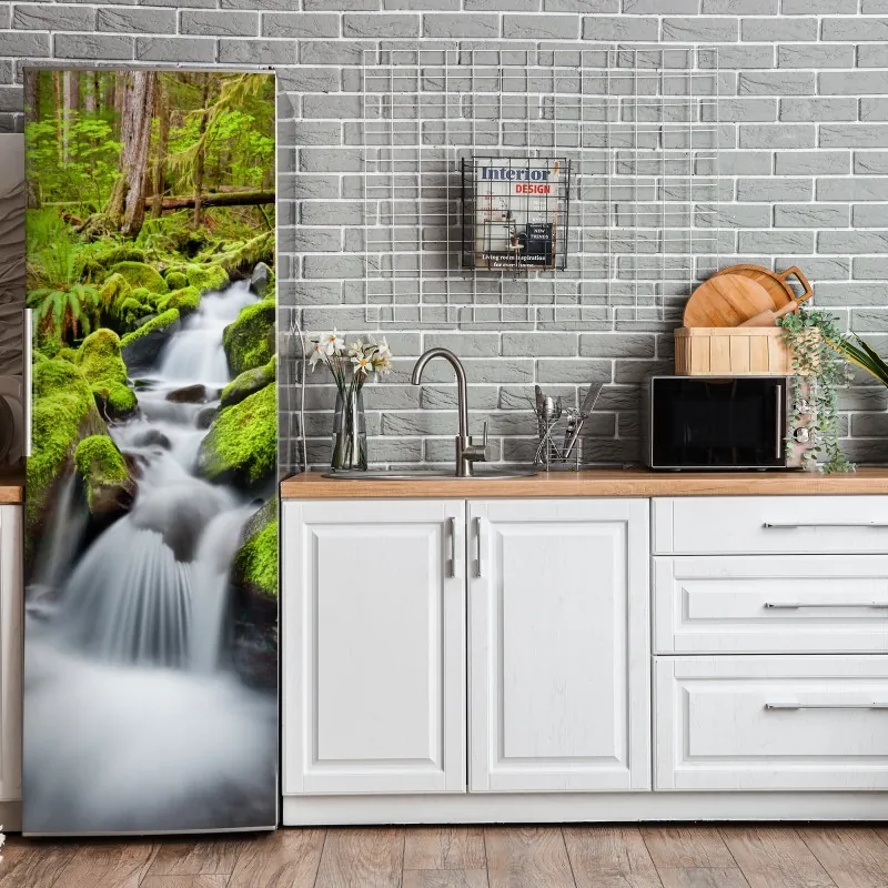 Naklejka na lodówkę iryzujący różowy wzór piór – Wallissimo®