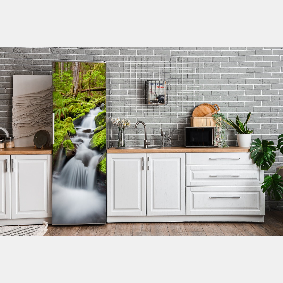 Naklejka na lodówkę mechowy strumień przy Sol Duc Falls – Wallissimo® Naklejka na lodówkę mechowy strumień przy Sol Duc Falls – Wallissimo®