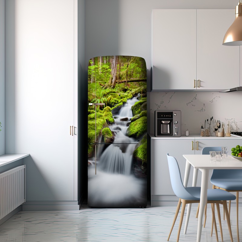 Naklejka na lodówkę mechowy strumień przy Sol Duc Falls – Wallissimo® Naklejka na lodówkę mechowy strumień przy Sol Duc Falls – Wallissimo®