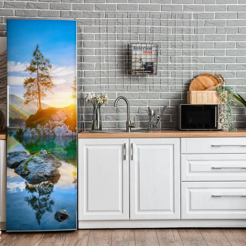 Naklejka na lodówkę delikatne złote róże — elegancki wzór kwiatowy – Wallissimo®