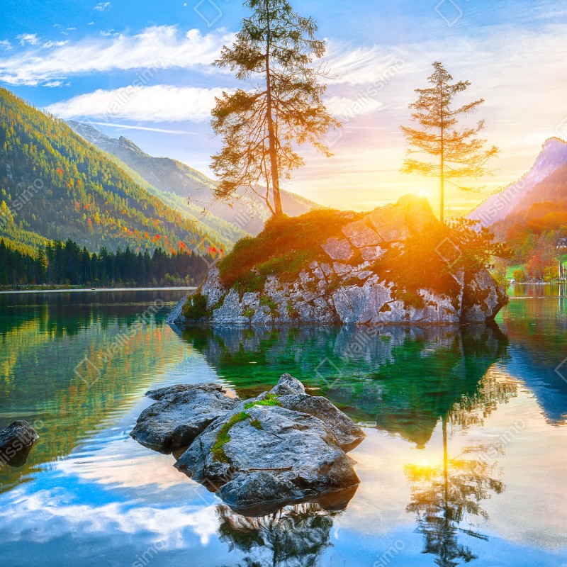 Naklejka na lodówkę zachód słońca nad Hintersee – Wallissimo® Naklejka na lodówkę zachód słońca nad Hintersee – Wallissimo®