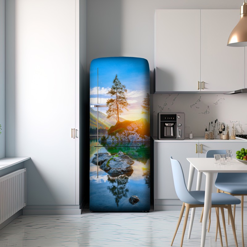 Naklejka na lodówkę zachód słońca nad Hintersee – Wallissimo® Naklejka na lodówkę zachód słońca nad Hintersee – Wallissimo®