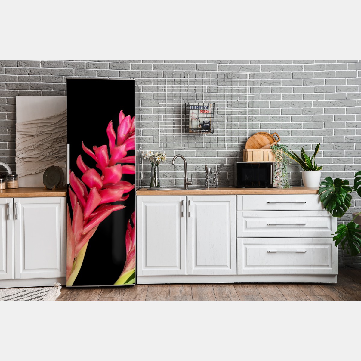 Naklejka na lodówkę żywy kwiat ognia na czarnym tle – Wallissimo® Naklejka na lodówkę żywy kwiat ognia na czarnym tle – Wallissimo®