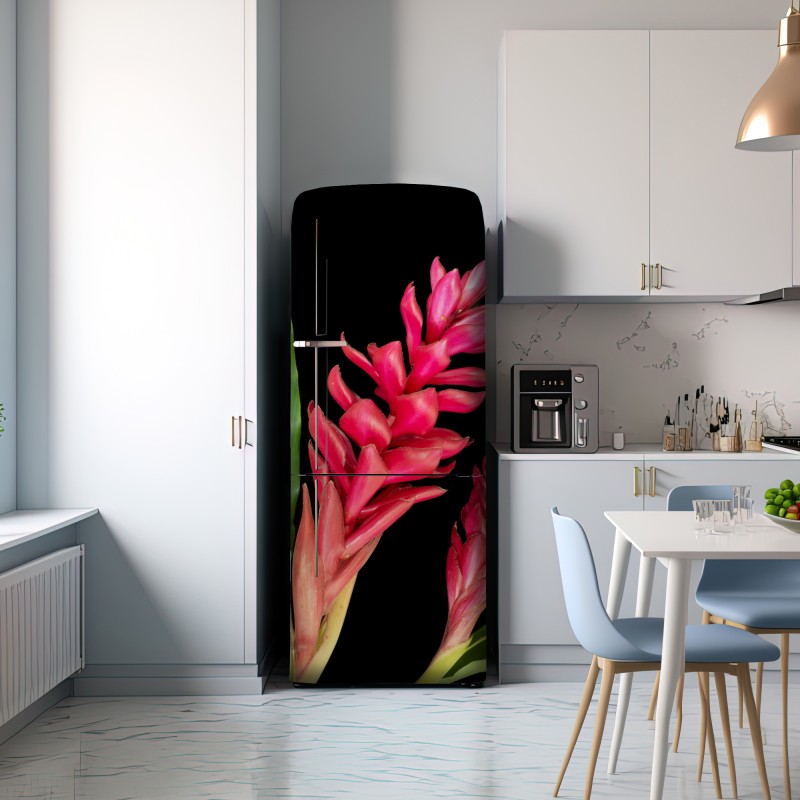 Naklejka na lodówkę żywy kwiat ognia na czarnym tle – Wallissimo® Naklejka na lodówkę żywy kwiat ognia na czarnym tle – Wallissimo®