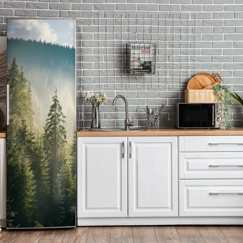 Naklejka na lodówkę biała tekstura marmuru z szarymi żyłkami – Wallissimo®