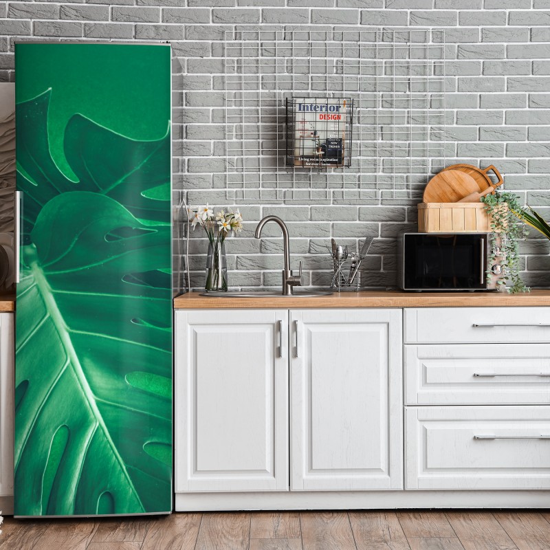 Naklejka na lodówkę złote liście w stylu line art – Wallissimo®