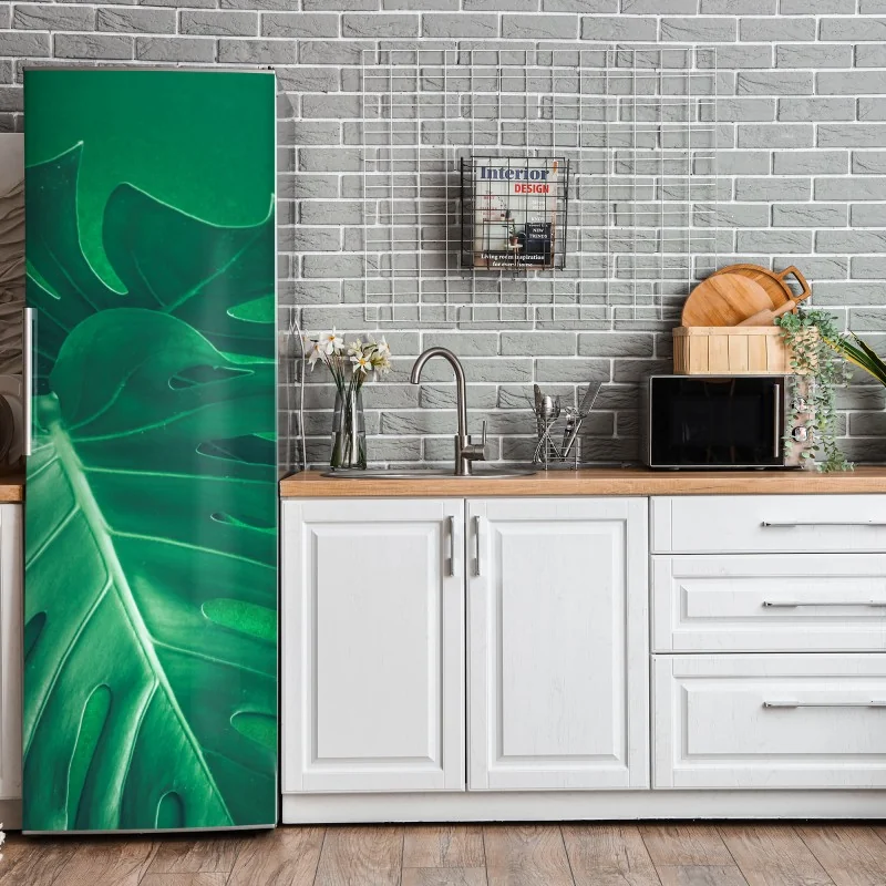 Naklejka na lodówkę bujny liść monstery zbliżenie – Wallissimo® Naklejka na lodówkę bujny liść monstery zbliżenie – Wallissimo®