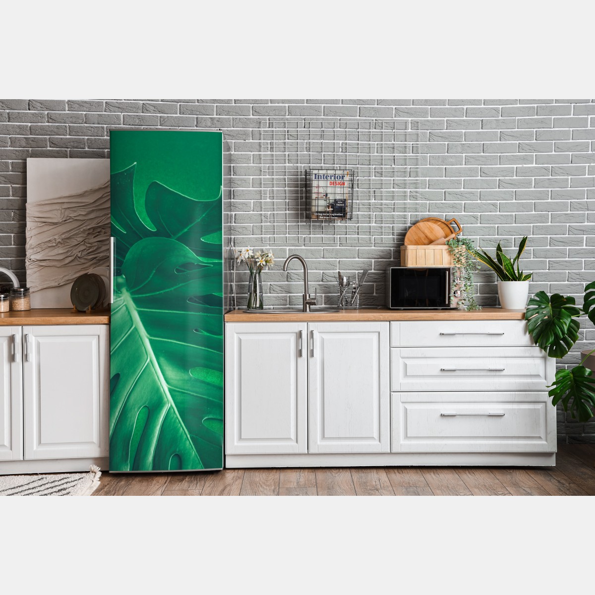 Naklejka na lodówkę bujny liść monstery zbliżenie – Wallissimo® Naklejka na lodówkę bujny liść monstery zbliżenie – Wallissimo®