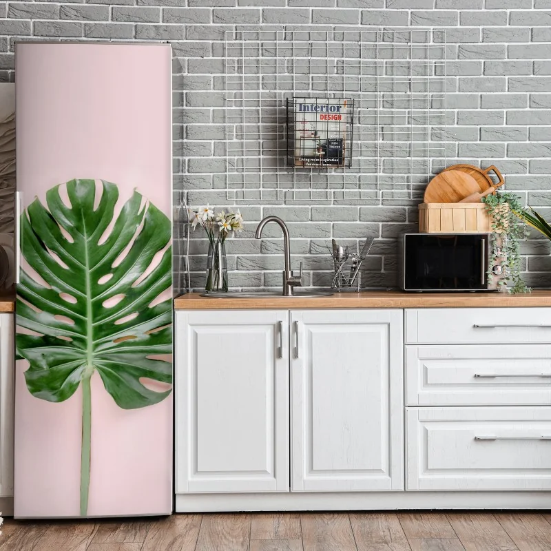 Naklejka na lodówkę pastelowy turkusowy wzór kwiatowy na miętowym tle – Wallissimo®