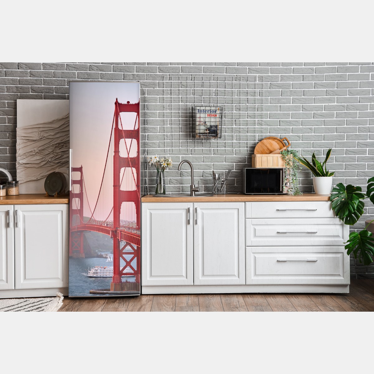 Naklejka na lodówkę most Golden Gate o zachodzie słońca – Wallissimo® Naklejka na lodówkę most Golden Gate o zachodzie słońca – Wallissimo®