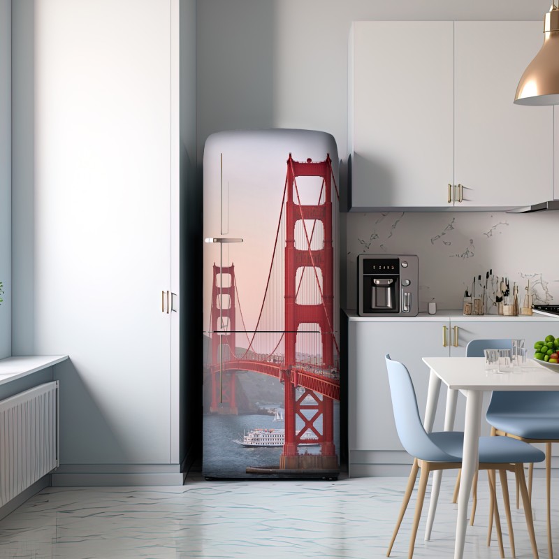 Naklejka na lodówkę most Golden Gate o zachodzie słońca – Wallissimo® Naklejka na lodówkę most Golden Gate o zachodzie słońca – Wallissimo®