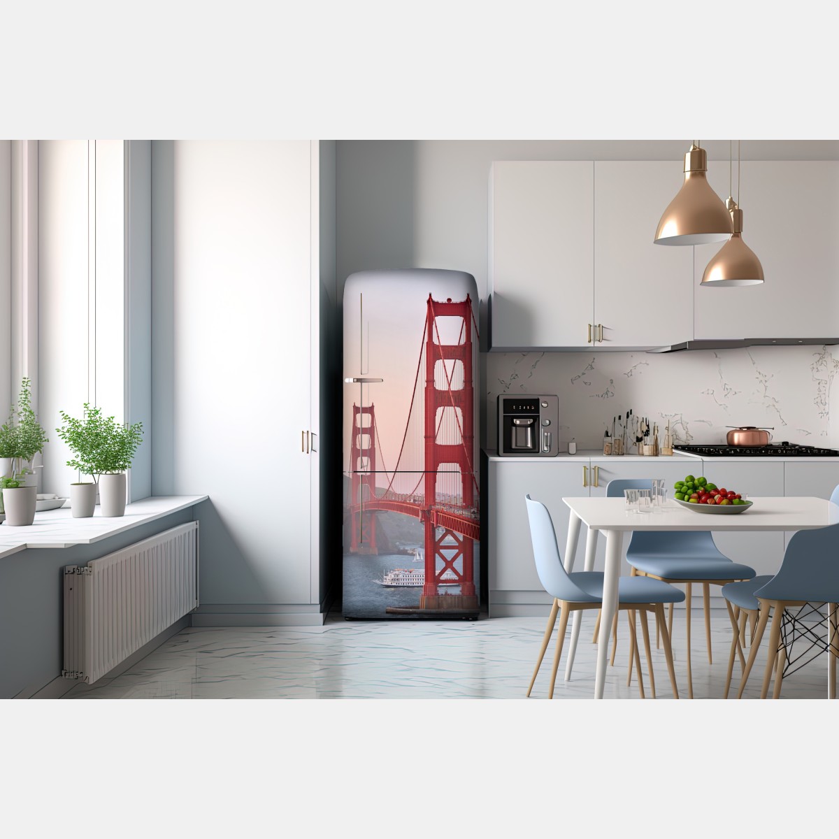 Naklejka na lodówkę most Golden Gate o zachodzie słońca – Wallissimo® Naklejka na lodówkę most Golden Gate o zachodzie słońca – Wallissimo®