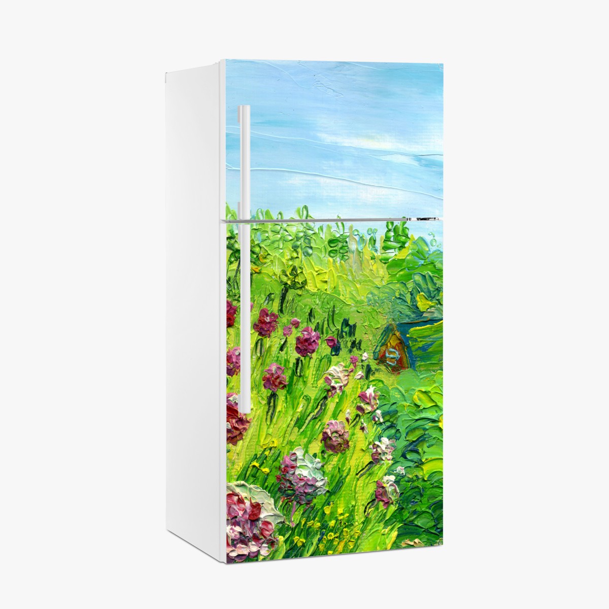 Fridge sticker peony meadow in spring — impasto floral painting – Wallissimo®