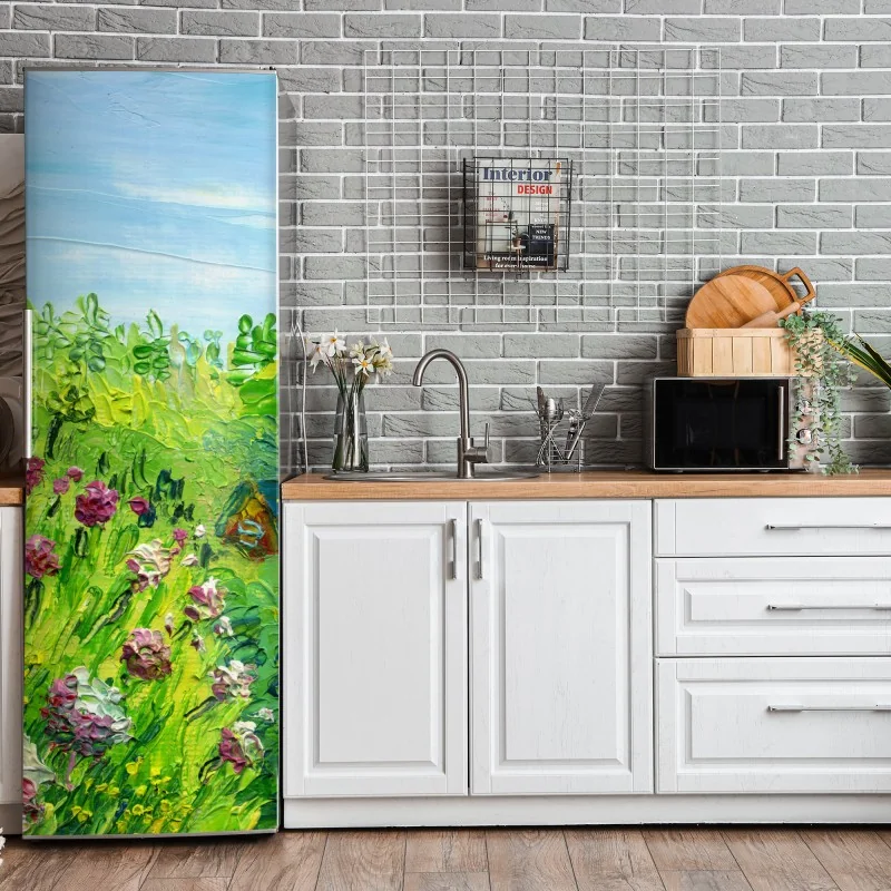 Naklejka na lodówkę łąka piwonii wiosenna — impasto kwiatowy obraz – Wallissimo® Naklejka na lodówkę łąka piwonii wiosenna — impasto kwiatowy obraz – Wallissimo®