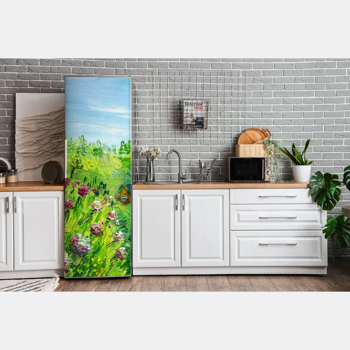 Naklejka na lodówkę łąka piwonii wiosenna — impasto kwiatowy obraz – Wallissimo® Naklejka na lodówkę łąka piwonii wiosenna — impasto kwiatowy obraz – Wallissimo®