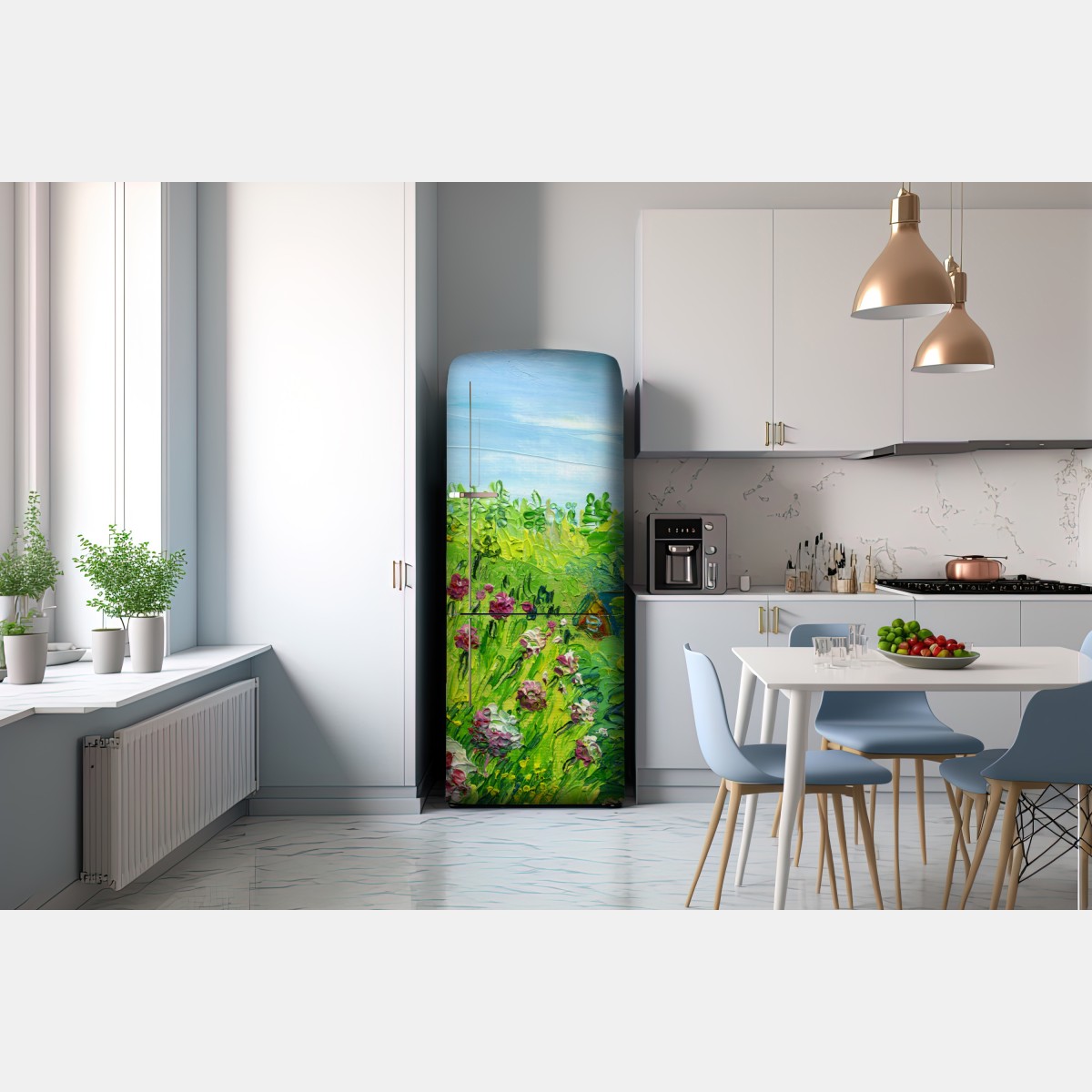 Naklejka na lodówkę łąka piwonii wiosenna — impasto kwiatowy obraz – Wallissimo® Naklejka na lodówkę łąka piwonii wiosenna — impasto kwiatowy obraz – Wallissimo®